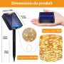 Peasur Lot de 3 Guirlande Solaire Exterieur, 3x12M 120 LED Golaire Extérieur IP65 Étanche, 8 Modes Guirlande Lumineuse Exterieur