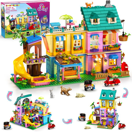 HOGOKIDS Friends Maison de Famille avec LED pour Filles et Garçons de 8 Ans | Set Maison de Jeu d'Imitation 3 Styles avec 4 Anim