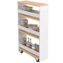 IDMarket - Desserte de cuisine HAGA chariot à épices blanc et bois | Chariot de rangement à 3 étages, h. 80 cm