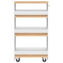 IDMarket - Desserte de cuisine HAGA chariot à épices blanc et bois | Chariot de rangement à 3 étages, h. 80 cm