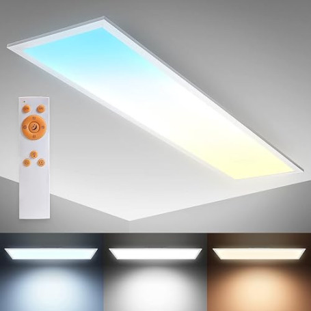 B.K.Licht - Panneau LED avec télécommande, à intensité variable, dalle led, plafond, plafonnier led, lustre salon et cuisine et