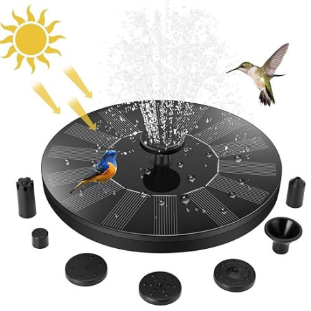 Jsdoin Fontaine Solaire Exterieure de Jardin, Pompe avec 7 Buses Abreuvoir Oiseaux Exterieur, Bains d'oiseaux, Etangs,Patio,Déco