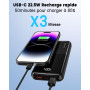Power Bank Chargeur Portable 20 000 mAh 22,5 W avec câbles intégrés USB-C PD3.0 QC4.0 avec écran LCD pour iPhone 17 16 15 14 13 