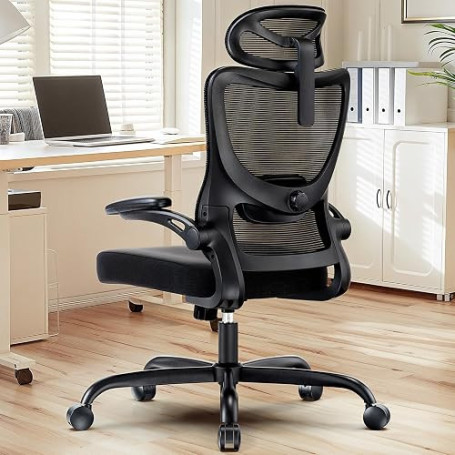 HUANUO Chaise Ergonomique, Chaise de Bureau PC avec Soutien Lombaire et Appui-tête Réglable, Fauteuil de Bureau Confortable avec