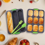 Moule à Pain, Moule Baguette, Moules à Pâtisserie Ovale à 9 Compartiments | Plaque à Baguette à 3 Compartiments, Avec Revêtement