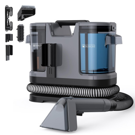 Lubluelu Shampouineuse Canapé 22 kPa, 600 W, Nettoyeur Tapis Portable | Auto-Nettoyante et Portable, avec Long Tuyau pour Canapé