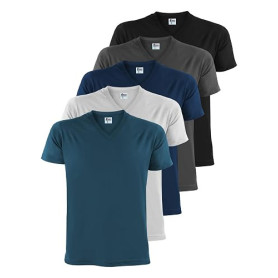 ALPIDEX Tee Shirt Homme S-5XL Lot de 5 Col V Manches Courtes Coton Basique | 175 g/m², Manches Courtes, Coupe Droite, OEKO-TEX,