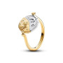 PANDORA Bague médaillon réversible soleil et lune en argent sterling plaqué or 14 carats et oxyde de zirconium 164810C06