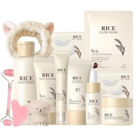 13 Pièces Ensemble de Soins Coréens pour la Peau, Ensemble de Soins du Visage pour Femmes avec Toner, Nettoyant, Sérum, Crème, C