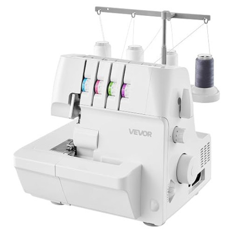 VEVOR Surjeteuse 1250 Points par Minute, Machine à Surjeter Compatibilité 2/3/4 Fils, Machine à Coudre pour Divers Tissus, Entra
