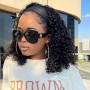 Perruque Bandeau Cheveux Femme Bresilienne Bouclée 14 Pouces Court Kinky Curly Headband Wig Human Hair 180% Densité Non Lace Fro