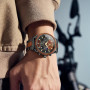 OLEVS Montre chronographe Homme à Quartz Japonais : Bracelet en Bois Massif ou Acier Inoxydable, étanche, Classique et élégante