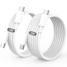 BSTOEM Cable USB C vers USB C, Câble USB C Charge Rapide Chargeur 1M+2M 60W | Cable Type C pour iPhone 17/16/15/Pro/Plus/Pro Max