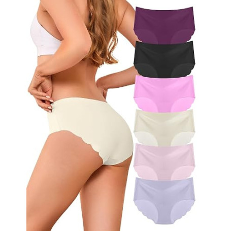 Memouniva Culotte sans Couture Femme sous-Vêtements Invisible Confortable Slip Élastique Lot de 6