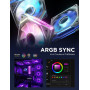 AsiaHorse Ventilateur de boîtier PC ARGB 120MM [Lot de 3] [Infinity Mirror] [HDB] Ventilateur RGB 1800 RPM/ 61.5CFM/ 24 LEDs 5V 