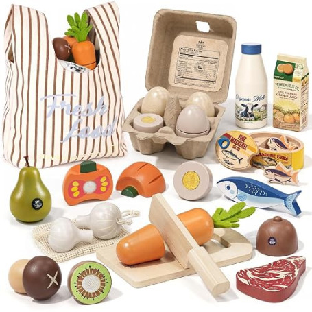 Lehoo Castle Dinette Enfant, Accessoire Cuisine Enfant, Jouet Fille 3 Ans | Dinette Enfant 2 Ans avec Sac de Courses, Fruits et