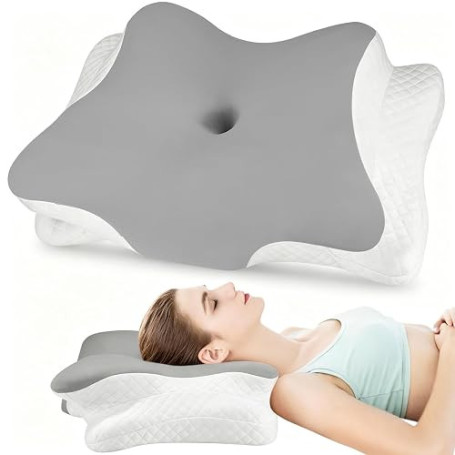 Oreiller Ergonomique Cervical, 3 en 1 Oreiller Memoire Forme, Oreiller Cervical, Coussin Ergonomique pour Les Dormeurs sur Le cô