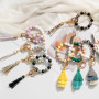 CHUQING Porte Clef Bracelet Femme Voiture, Perles Silicone Pompon | Porte Clé Bracelet Femme pour Voiture avec Perles en Silicon