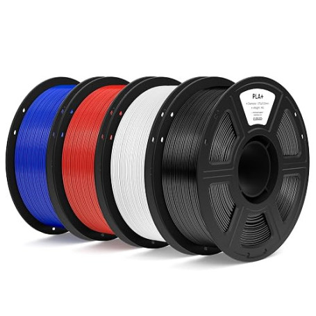 ELEGOO Filament PLA+ 1,75mm Noir/Blanc/Rouge Franc/Bleu Foncé 4KG | PLA Plus Haute Résistance 3D, Précision Dimensionnelle ±0,02