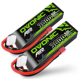 OVONIC Lipo Batterie 3s 3000mAh 50C 11.1V Lipo avec Connecteur Dean Style T pour RC Avion Hélicoptère Voiture Camion Truggy Hobb