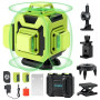 STANEW Niveau Laser Chantier 4D 16 Lignes Vert Autonivelant 4 x 360°±3°, Mode Pulsé Extérieur, 2x2400mAh Batterie Rechargeable+S