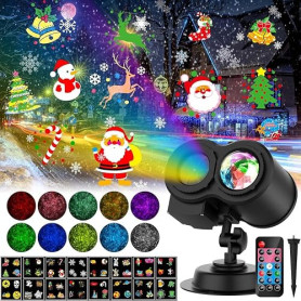 YAZEKY Projecteur Noel Exterieur Interieur, Projecteur LED Extérieur Noël avec 16 Diapositives et 10 Couleurs Océan, Télécommand