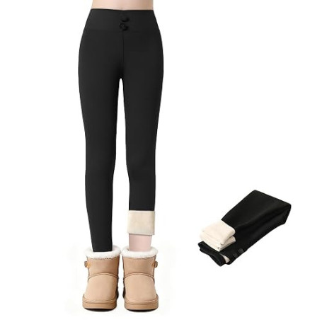 JinBei Legging Polaire Fille Taille Haute Collant Thermique, 4-16 Ans | avec Poches, Confort Chaud Longueur Pantalon, d'hiver Do