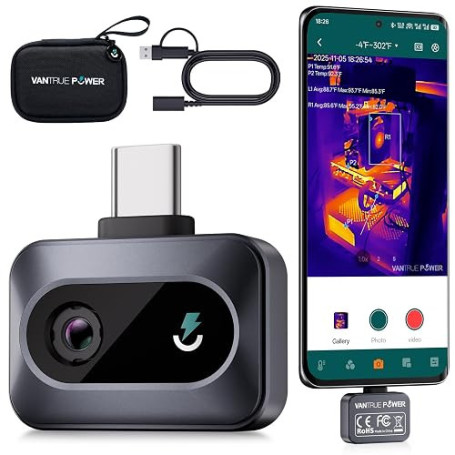 VANTRUE POWER TS1 Caméra Thermique pour Android, Caméra Infrarouge avec Super Résolution 512 x 384, 25HZ Taux de Rafraîchissemen