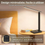 UPXNBOR Lampe de Bureau LED, Lampe de Table pour Lecture et Travail | Confort Visuel, Intensité Réglable, Port USB-A, 5 Températ