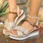 Sandale Femme Ete Confort, Sandales Femme été Plates, Sandals Bohèmes à Talons Hauts Plateforme éPaisse Espadrilles Confortables