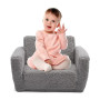 BEJOY Fauteuil Enfant Convertible en Canapé-lit 2-en-1 Sherpa Doux, Cadeau Parfait pour Anniversaire et Fête des Enfants, Gris