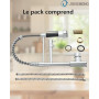 JUNSHENG Robinet de Cuisine, Robinet de Cuisine à Ressort Haute Pression, Chromé, Pivotant à 360 Degrés, en Acier Inoxydable.