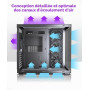 MUSETEX Y6 Boîtier PC, 4 Ventilateurs Non-LED préinstallés, Vue 270° en Verre Trempé, Connectique Type-C, Boîtier PC ATX Mid-Tow