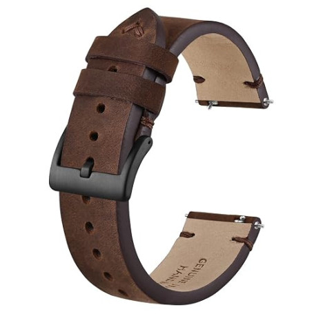 BISONSTRAP Bracelet de Montre en Cuir Vieilli, Bracelets de Rechange pour Hommes, Dégagement Rapide, Largeur de Bande 18mm 20mm