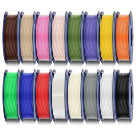 SUNLU Pack de 16 Couleurs Filament PLA Plus​​, Multicolore Filament PLA+ pour imprimante 3D 1.75mm, Emballé sous vide Individuel