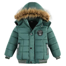 linboo Doudoune Garçon Manteau Hiver Blouson à Capuche Fourrure Chaud Veste Doublure Polaire