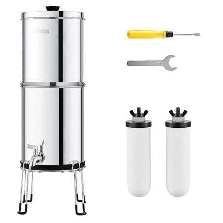 VEVOR Système de Filtration d'Eau par Gravité 8,5 L, Filtre à Eau par Gravité Réduction du Plomb et jusqu'à 99% du Chlore, en In