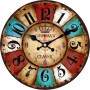 VIKMARI Horloge Murale À Quartz Horloge Suspendue Silencieuse en Bois, Horloge Rustique Ronde À Piles, Horloge Murale D'Intérieu