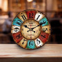 VIKMARI Horloge Murale À Quartz Horloge Suspendue Silencieuse en Bois, Horloge Rustique Ronde À Piles, Horloge Murale D'Intérieu