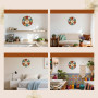 VIKMARI Horloge Murale À Quartz Horloge Suspendue Silencieuse en Bois, Horloge Rustique Ronde À Piles, Horloge Murale D'Intérieu