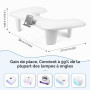 LIONVISON Repose Main Ongles avec Support Téléphone 360° PU Cuir Blanc | Repose Main Ergonomique Avec Support Téléphone Rotatif 
