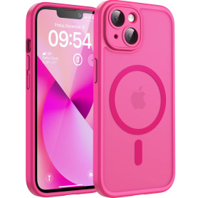TOCOL Coque pour iPhone 13, Compatible avec MagSafe, Rose Vif | Anneau Magnétique Intégré, Protection de l'objectif Améliorée, R