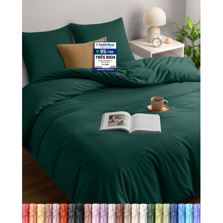 Utopia Bedding Housse de Couette 240x260 cm avec 2 Taies d'oreiller 65x65 cm (Émeraude)- Parure de Lit 240 x 260 cm - Ensembles 
