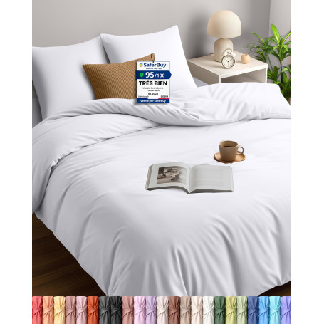 Utopia Bedding Housse de Couette 240x260 cm avec 2 Taies d'oreiller 65x65 cm (Blanc) - Parure de Lit 240 x 260 cm - Ensembles de