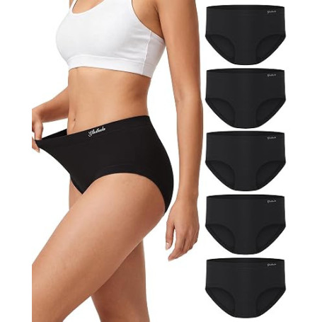 Gladbecke Culotte Femme Bambou Doux - 94% Bambou & 6% Élasthanne, Lot de 5 | Confortable Stretch Slips, Taille Moyenne Élastique