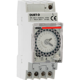VEMER VP879100 Duet-D – Interrupteur Horaire électromécanique, Minuterie Journalière Programmable, 2 Modules DIN, Relais 16A, 23
