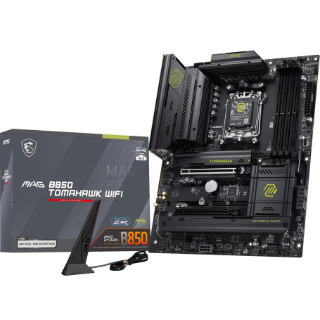 MSI MAG B850 Tomahawk WiFi Carte mère ATX, AM5 | Pour AMD Ryzen 9000/8000/7000, VRM 80A SPS, DDR5 Memory Boost 8200+MT/s (OC), P