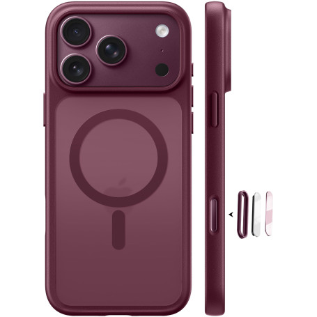 FLLAO Coque pour iPhone 18 Pro Max Magnétique, Bourgogne | Etui Translucide Mat, Compatible avec MagSafe, Protection Militaire, 