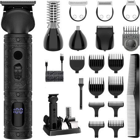 Surker Tondeuse Barbe Homme Tondeuse Cheveux Professionnelle Avec Lame en T de Coupe de Cheveux Chauve 0 mm Rasoir électrique To