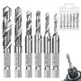 6 Pièces Forets Taraudeurs Combinés M3 M4 M5 M6 M8 M10 Kit | Foret Taraudeur avec Tige Hexagonale, Taraudage avec Revêtement Ant
